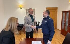 Spotkanie Burmistrza Brzegu Dolnego z nowym Komendantem Powiatowym Policji w Wołowie