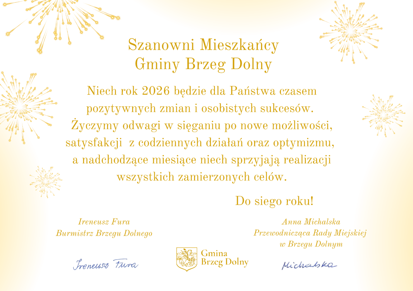 Życzenia noworoczne od Ireneusza Fury oraz&nbsp;Anny Michalskiej