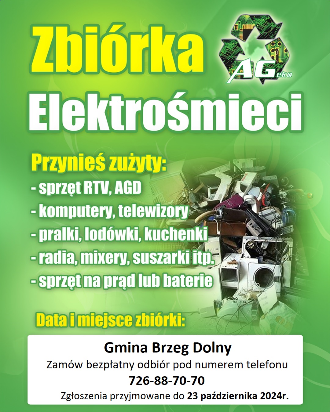 Zbi&oacute;rka elektrośmieci w&nbsp;gminie Brzeg Dolny