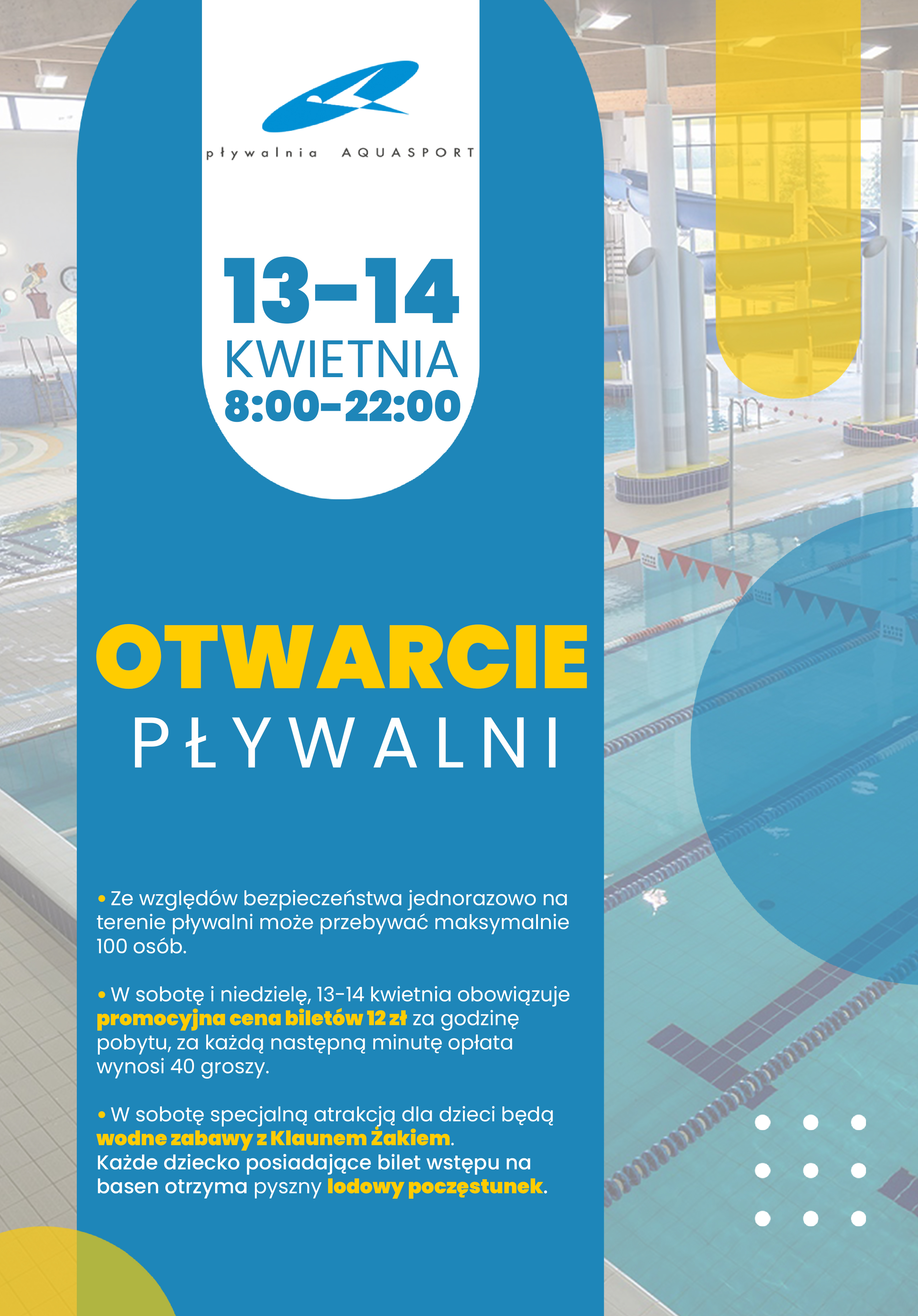 Otwarcie pływalni Aquasport &ndash; weekend na&nbsp;basenie 13-14 kwietnia