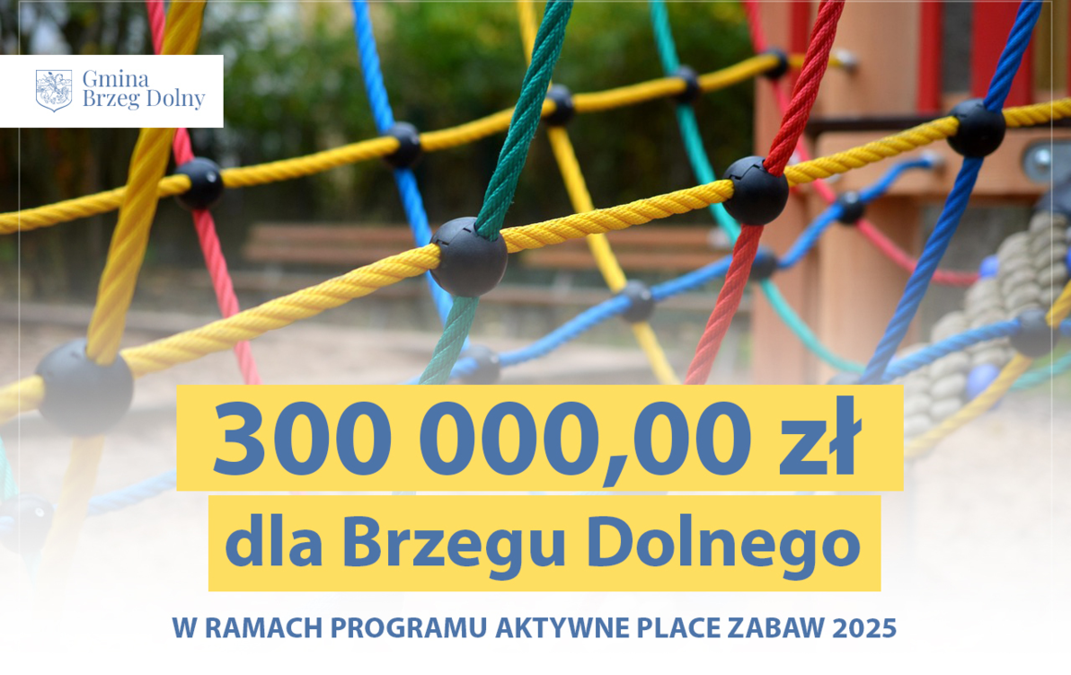 Zdjęcie do 300 000,00 zł dla Brzegu Dolnego w ramach Programu Aktywne Place Zabaw 2025