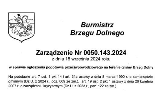 Zdjęcie do Burmistrz wprowadza pogotowie przeciwpowodziowe