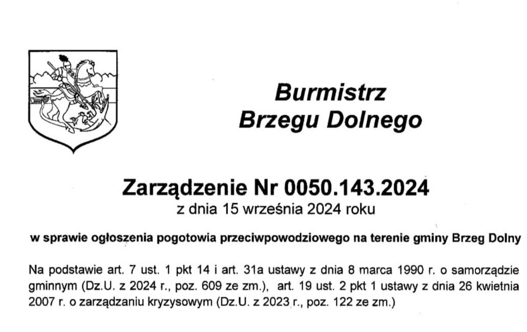 Zdjęcie do Burmistrz wprowadza pogotowie przeciwpowodziowe