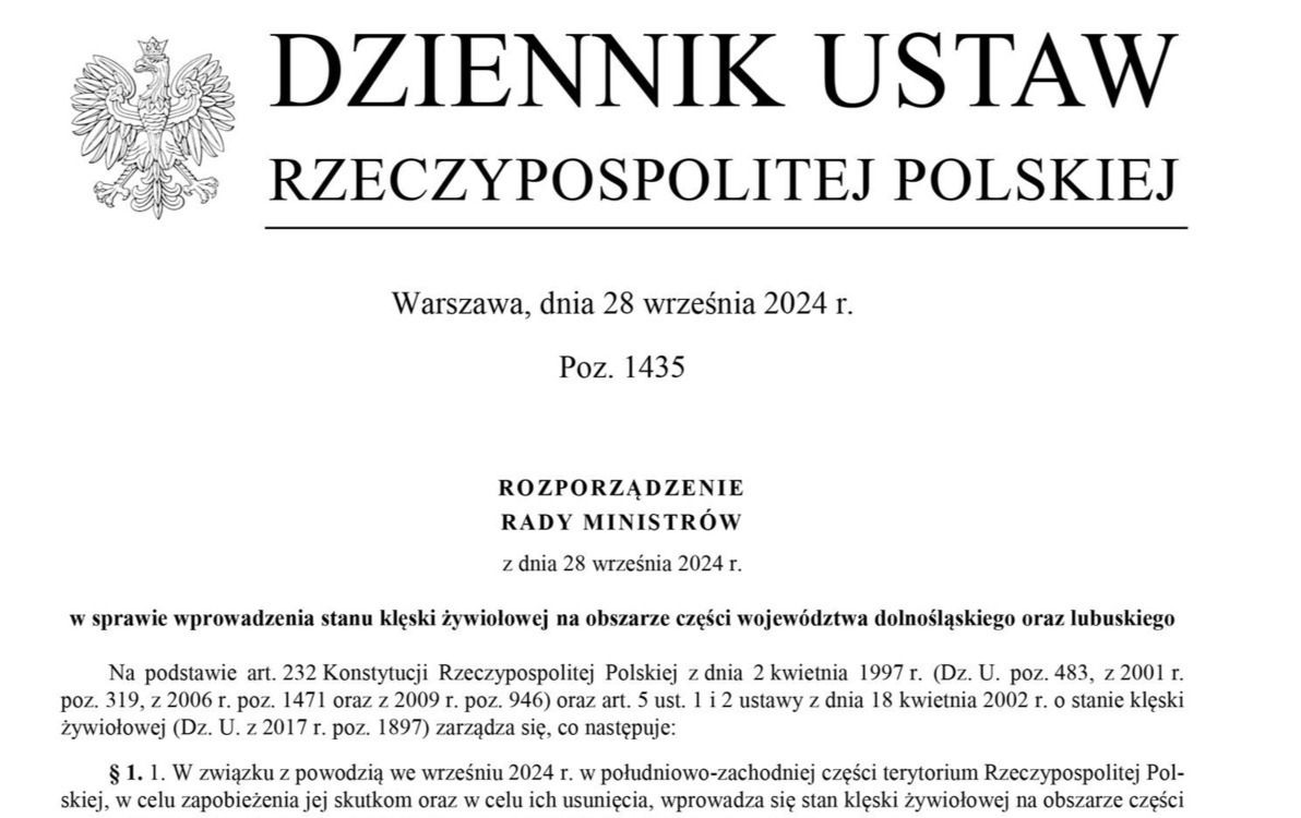 Zdjęcie do Stan klęski żywiołowej w powiecie wołowskim