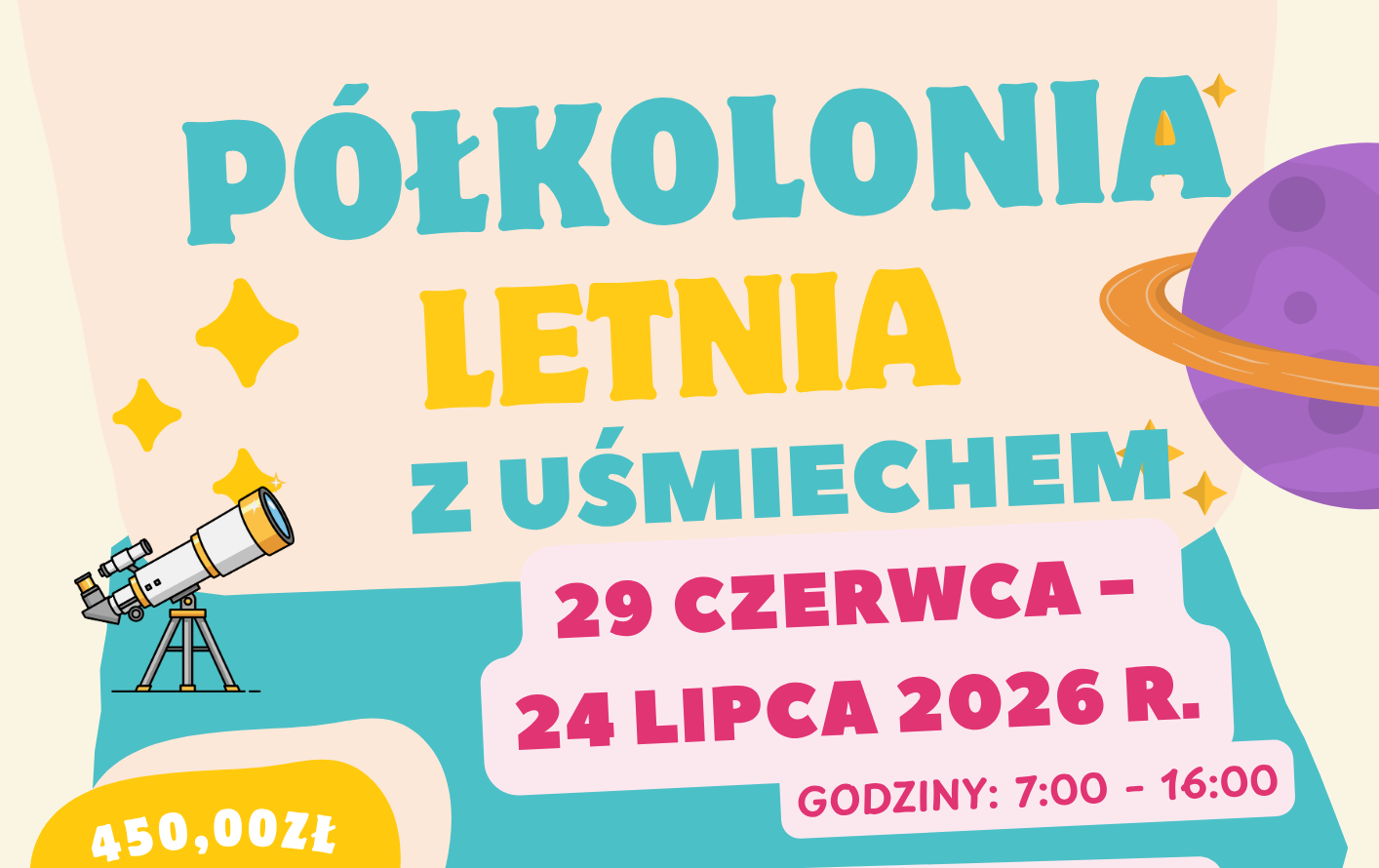 Zdjęcie do P&oacute;łkolonia letnia z uśmiechem