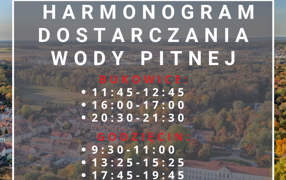 Dostawy wody pitnej beczkowozem w Godzięcinie i Bukowicach 17 września